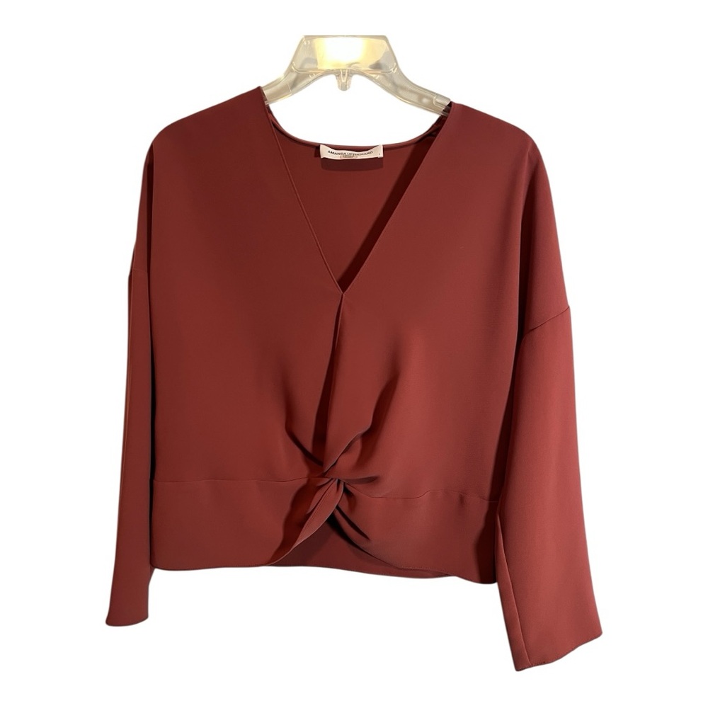 Amanda Uprichard Halifax Top Small Faux Wrap Twist Front Dusty Rose Size Small